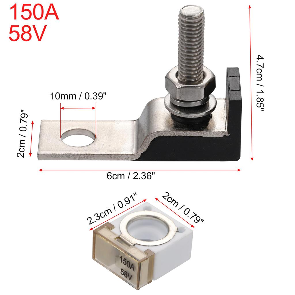 uxcell Fuse Base 150A Fuse Terminal Fuse Block Kit Fuse Max Voltage 58V