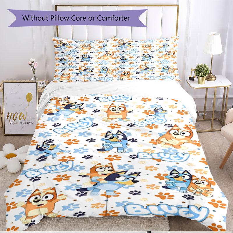 3pcs Duvet Cover Set (1*Duvet Cover + 2*Pillowcase, Without Core), Bluey Print Soft All‑Season Bedding Set, Home Bedroom Decor Gift