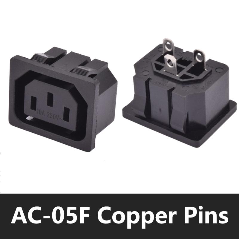 C13 C14 Electrical Power Socket Computer Mount Outlet 3 Pin IEC320 LED Rocker Switch Brass 10A Fuse Inlet Plug Connector 250v
