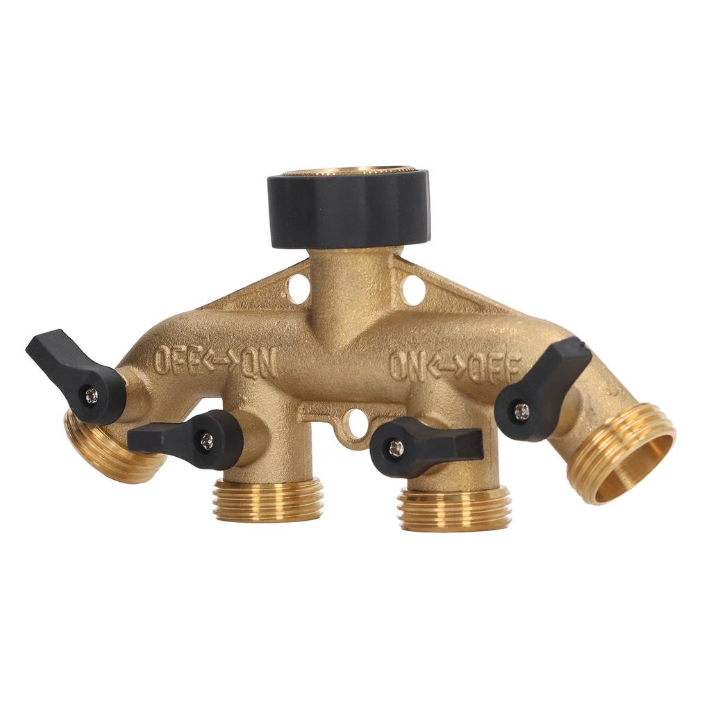 4 Way Water Splitter Brass Ball Valve Distributor for Garden Watering Agricultural Irrigation Car Washing US Style