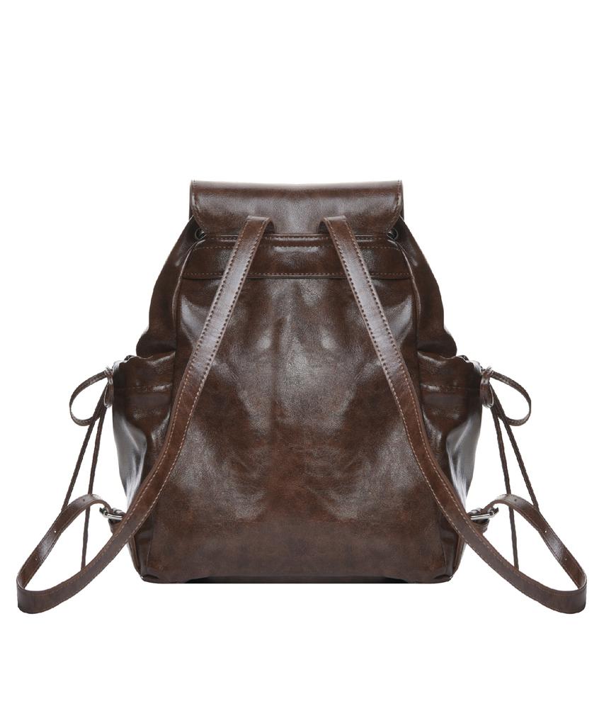 Nick&Nicole Crystal Leather Shirring Backpack_Brown