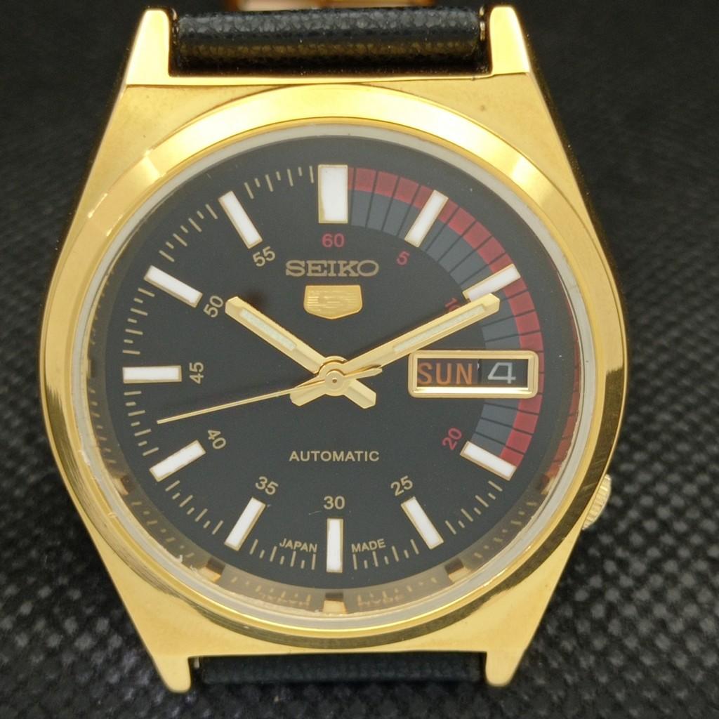 REFURBISHED VINTAGE SEIKO 5 AUTO 6309A JAPAN MENS DAY/DATE BLACK WATCH A309512-9 Seiko-a309512-1
