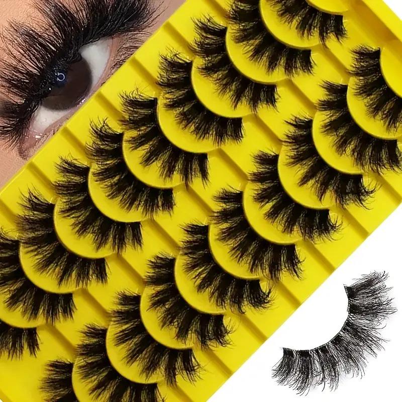 10 Pairs of 3D Fluffy Thick False Eyelashes - Natural Curling Style