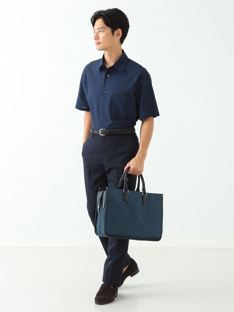 Campus Bag Nylon X Leather Brief Bag NAVY [Beams Heart] Men's -