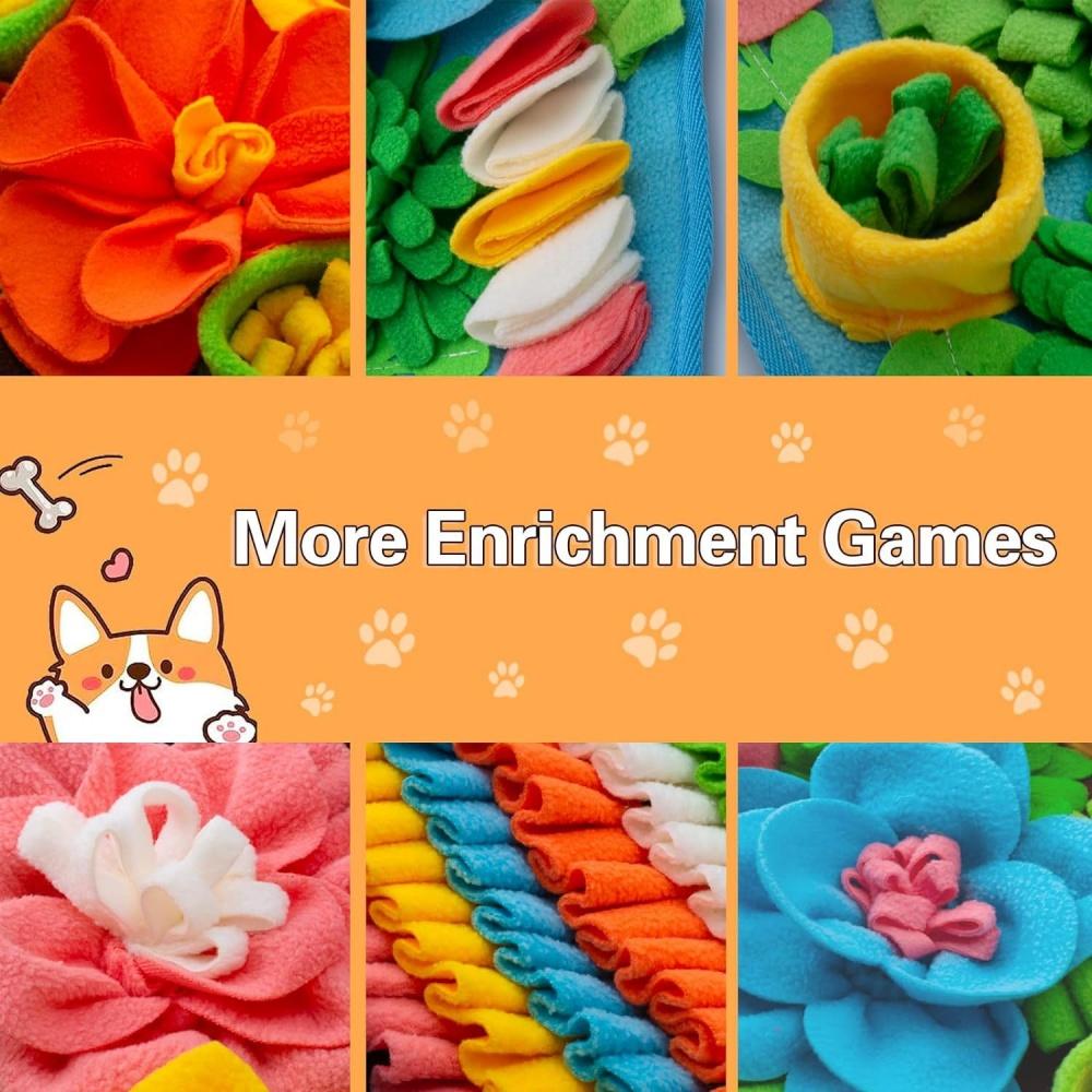 Pet Slow Feeding Puzzle Mat Dog Scenting Pad Cat Feeding Blanket Olfactory Training Mat Toy Cute Floral Design Fun Feeding Mat