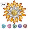 Women Fashion Flower Brooch Crystal Rhinestone Jewelry for Wedding Party Gift