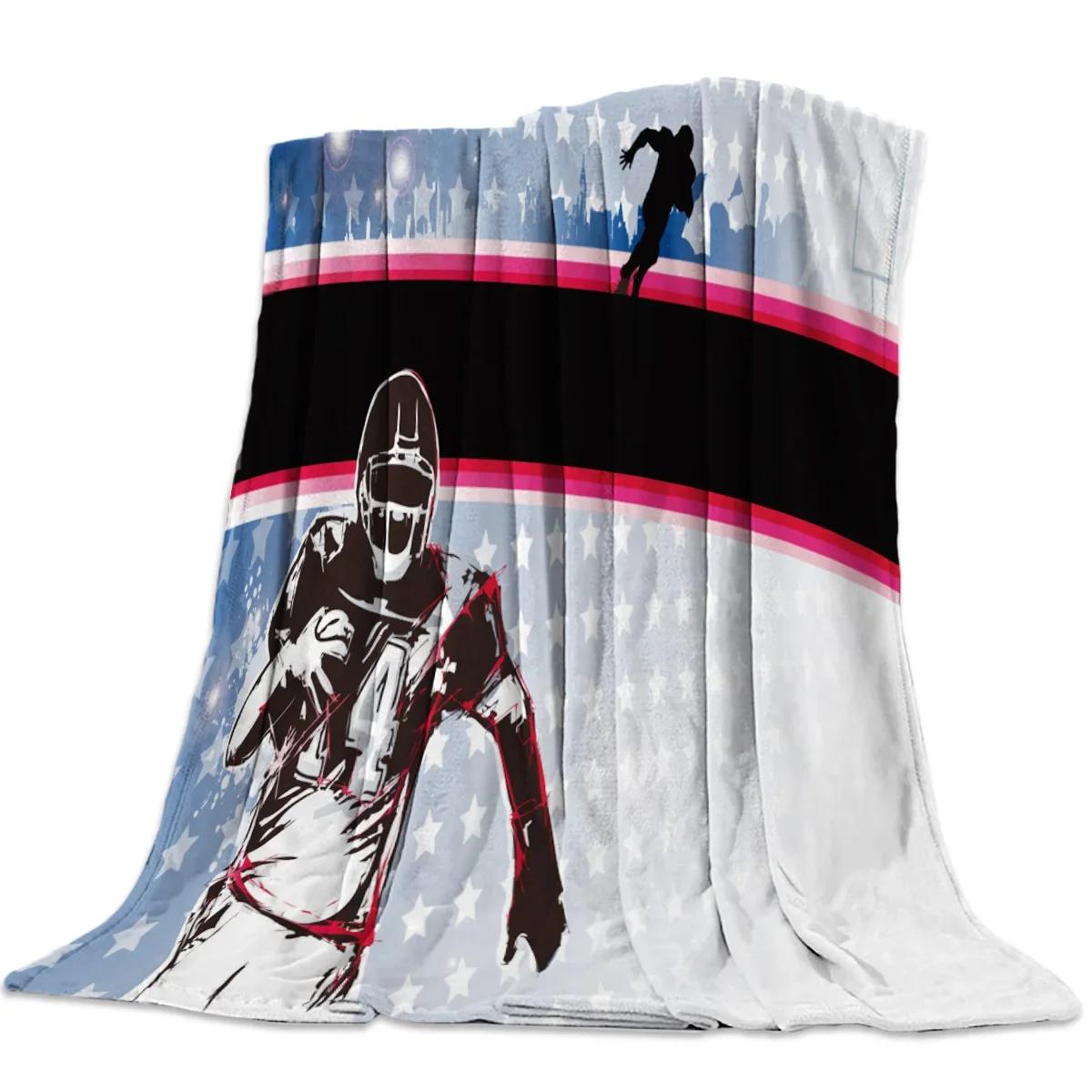 

Soft Warm Fleece Blanket American Football Star Enthusiastic Helmet Sports Winter Sheet Bedspread Sofa Throw Flannel Blankets 80x120cm