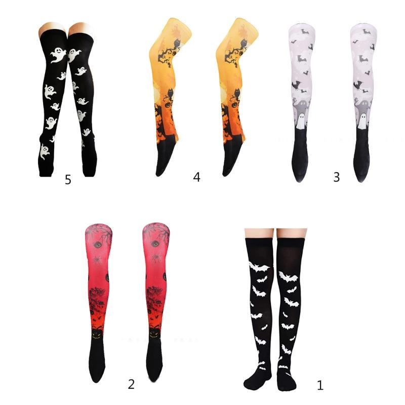 1 Pair Halloween Stockings Thigh High Long Stockings Over Knee Socks Bat Socks Cosplay Festival Stockings for Women Girl