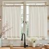 Beige Linen Kitchen Curtains 36 Inch Tier Curtains Farmhouse Cafe Light Filtering Small Window Drapes Flax Country Rustic Rod Pocket