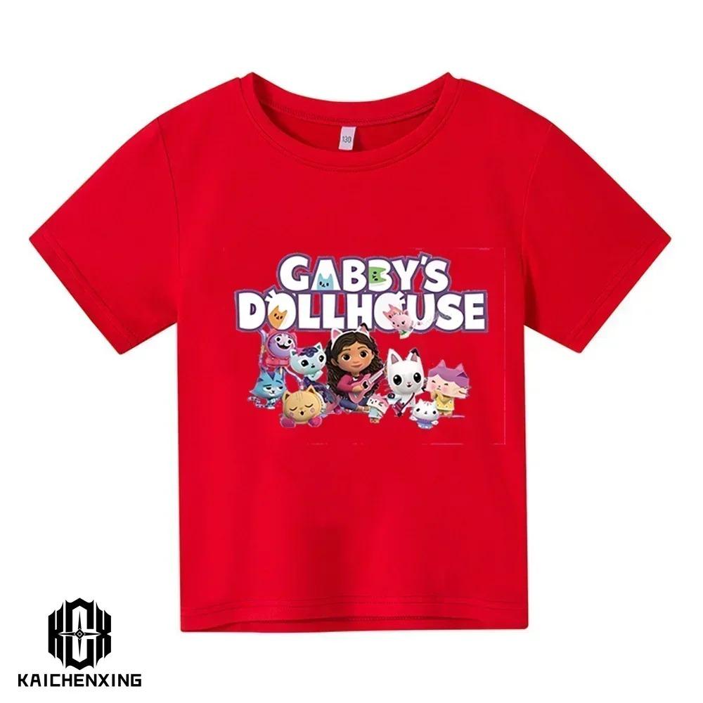 Cute Gabbys Doll House Cartoon Kids T-Shirts 2026 Summer Short Sleeve Children Tops for Girls And Baby Boys Funny Clothing