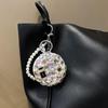 Korean Style Diamond Round Mirror Keychain: Folding Glass Charm for Bags & Cars