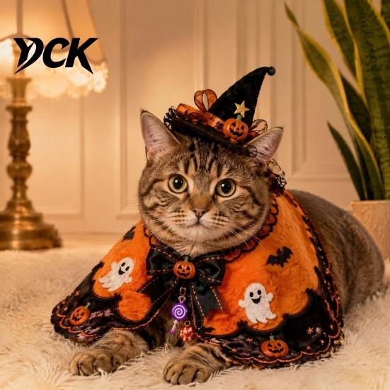 Costume di Halloween per Piccoli Animali Domestici, Costume da Strega per Gatti, Mantello Fantasma Carino, Abbigliamento Morbido Divertente per Animali Domestici, Tenuta per Festival, Mantello Cosplay per Gattini, Festa di Natale