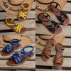 Summer Womens Woven Roman Sandals With Breathable Pu Upper For Beach Casual Wear
