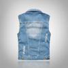 Gilet in Denim da Uomo Taglia L Trend Slim Gilet Azzurro Chiaro da Uomo Gilet Vestito Gilet in Denim Strappato