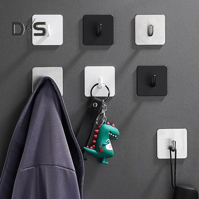 6 ks nástěnných úložných háčků Silný nosný průbojník Zdarma Jednoduchá instalace Sada samolepicích háčků z nerezové oceli