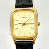 SEIKO Gold Rectangular Watch 904968 with New Strap [Excellent Condition/New Battery] Ladies' 7321-6270