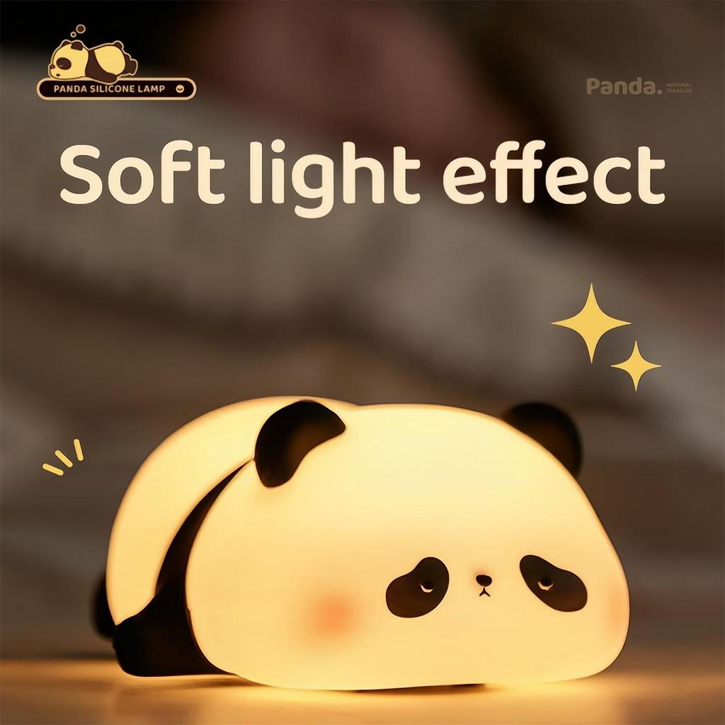 Cute Panda LED Night Lights Lion Silicone Sleeping Lamp USB Rechargeable Timing Bedside Baby Nightlights For Birthday Gift