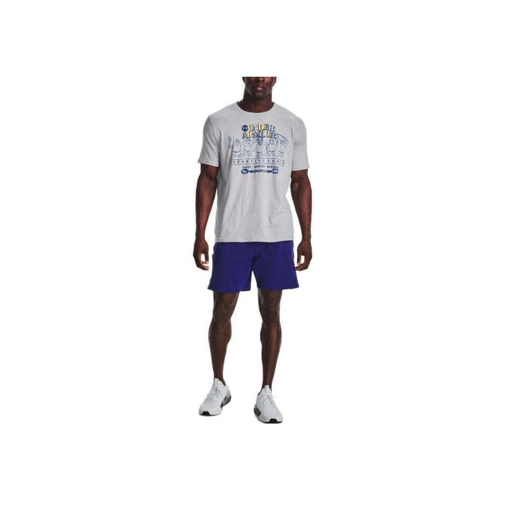 Under Armour American Vintage Graphic Crew Neck Short Sleeve T-Shirt Men Tops Light-Modern-Gray 1376854-011