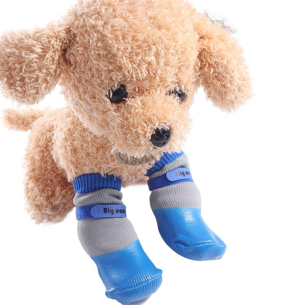 4pcs/set Soft Waterproof Puppy Socks Shoes Non-slip Puppy Scratch-proof Foot Covers  Autumn
