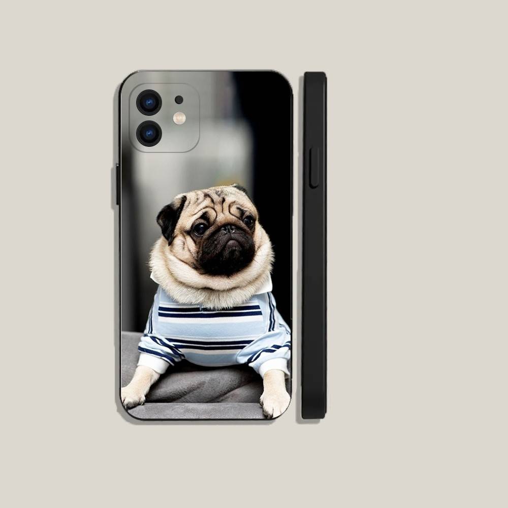 Pug Dog French Bulldog Phone Case For iPhone16,15,14,13,12,11,Plus,Pro Max,XS,X,XR,SE,Mini,8,7 Soft Silicone Black Cover