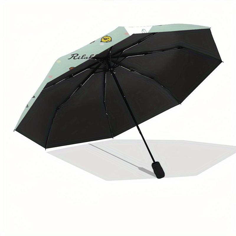 Rilakkuma,San X Automatic Folding Umbrella Simple 8 Rib Design, Bright Cartoon Pattern, Durable Iron Frame, Suitable For Travel, Outdoor, Be