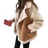 Women's Casual Comfortable Short Lambswool Biker Jacket