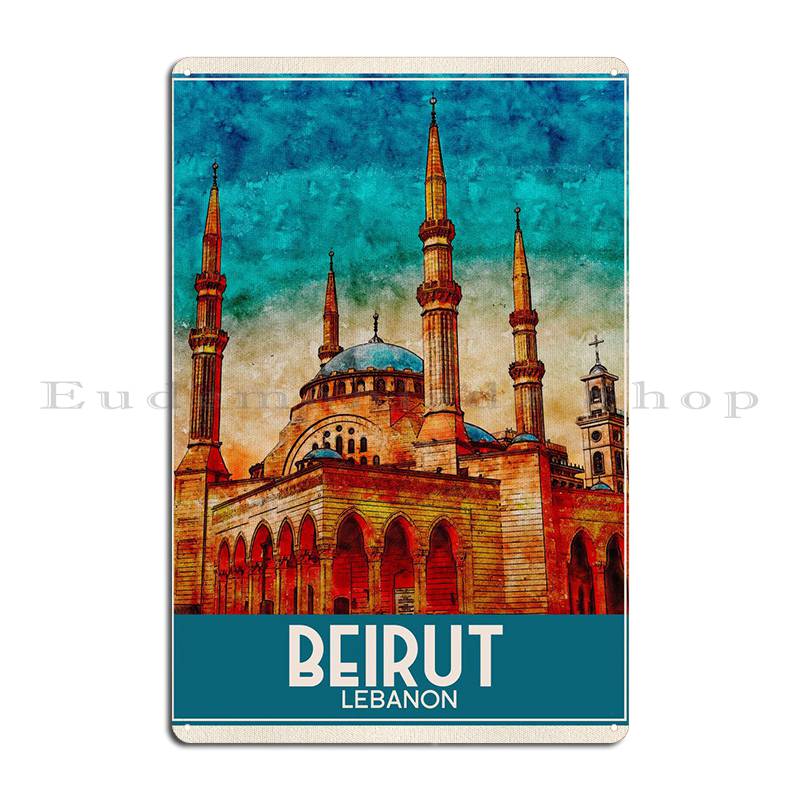 

Beirut Lebanon Metal Sign Plaques Garage Club Living Room Cinema Plaques Tin Sign Poster 20x30cm（7.8x11.8inch）