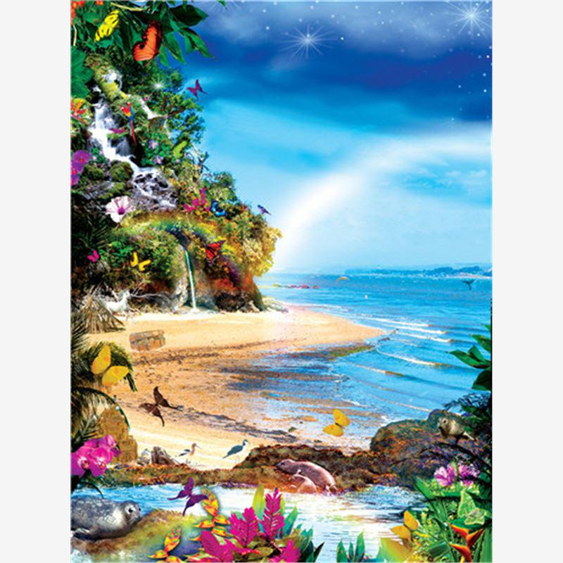 Buy 5D DIY Full Drill Round Diamond Painting " Sand Beach " Home ...