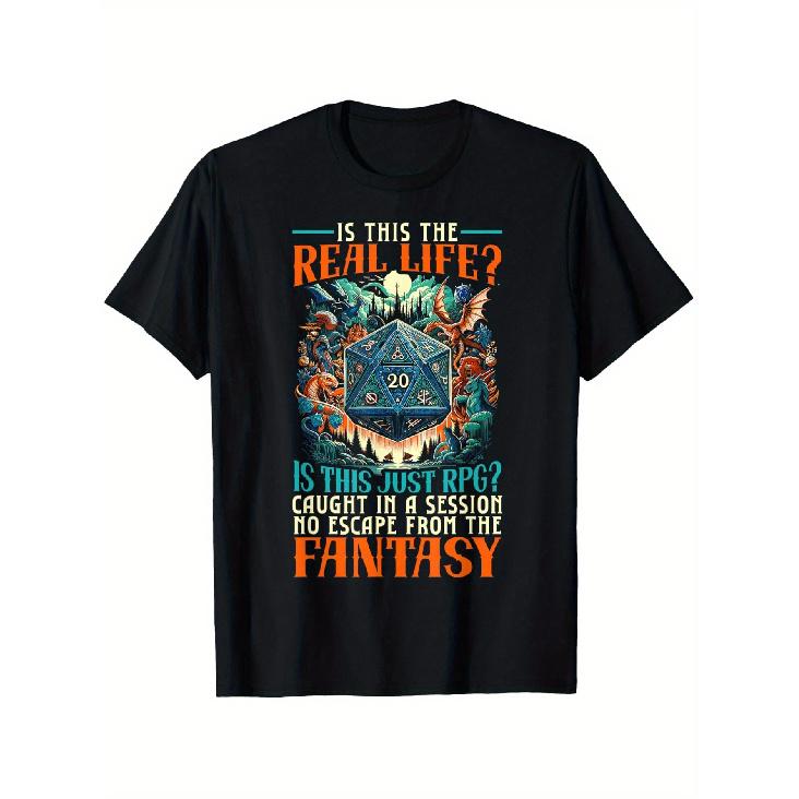 RPG Master D20 Tabletop RPG Gamer T-Shirt - Cotton Relaxed Fit Short Sleeve Tee with d20 Die Graphic - Casual Roleplaying Game Apparel for Men & S