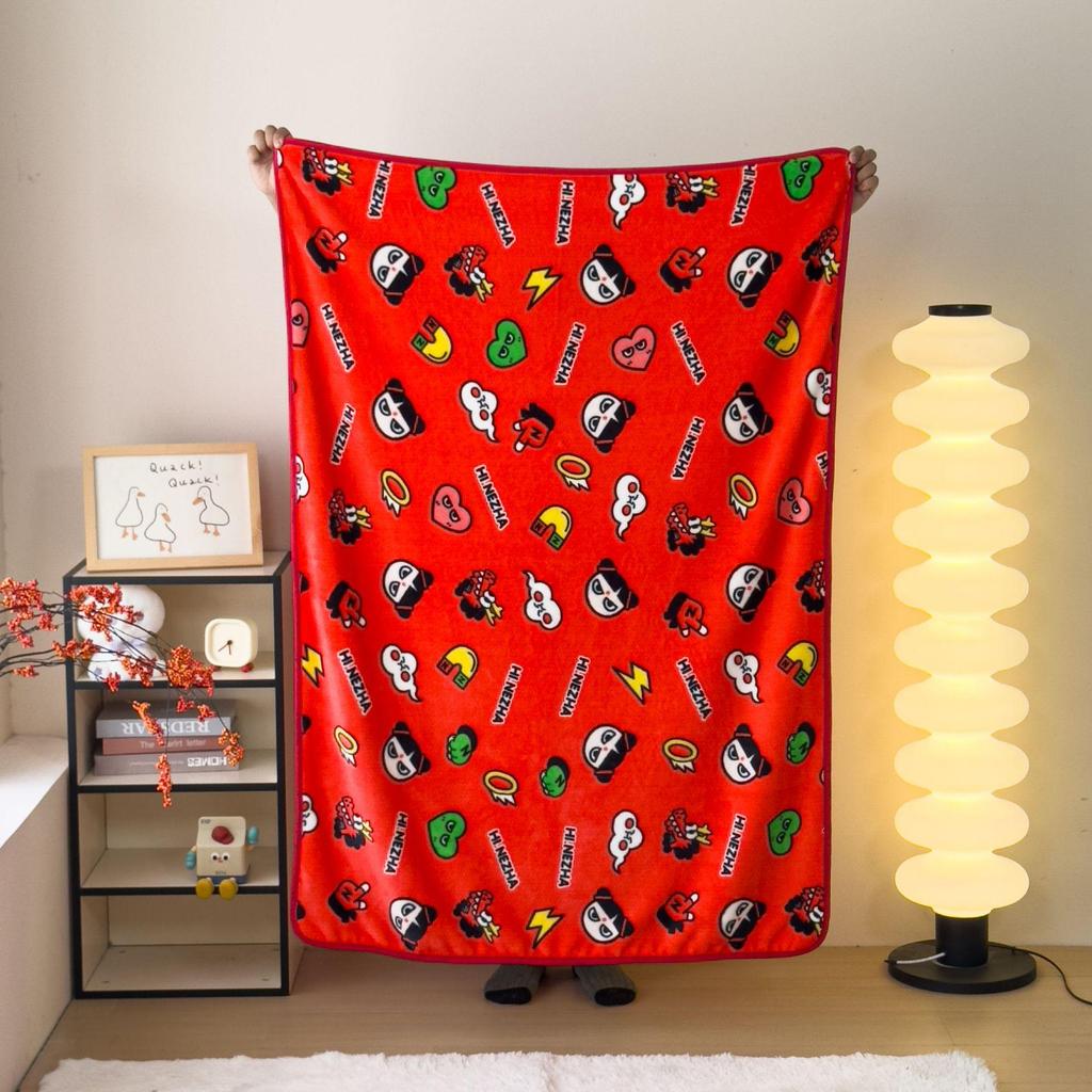 Cartoon Style Flannel Fleece Children's Blanket - Single Layer, All-Season, Small Nap Blanket with Edging