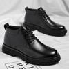 Martin Men's 2024 Autumn/Winter Height-Enhancing Velvet-Lined Leather Casual Boots, Black