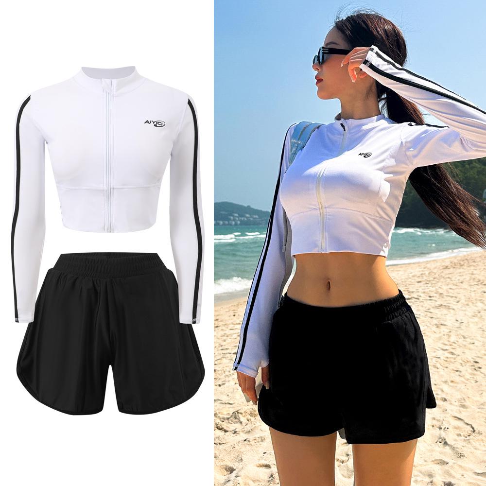 Women s Quick-Dry Two-Piece Swimsuit: Sun Protection Long Sleeve Diving & Surfing Jellyfish Suit for Snorkeling & Hot Springs 2XL