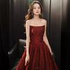 Tube Top Toast 1011 New Bride Wedding Engagement Burgundy Toast Banquet Annual Meeting Temperament Evening Dress