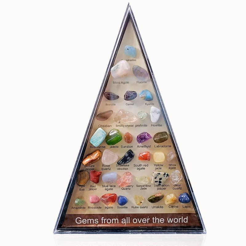36Pcs Gemstone Quartz Chakra Healing Stones And Plastics Set Hexagon Rose Quartz Gems For Medication Bedroom Decor
