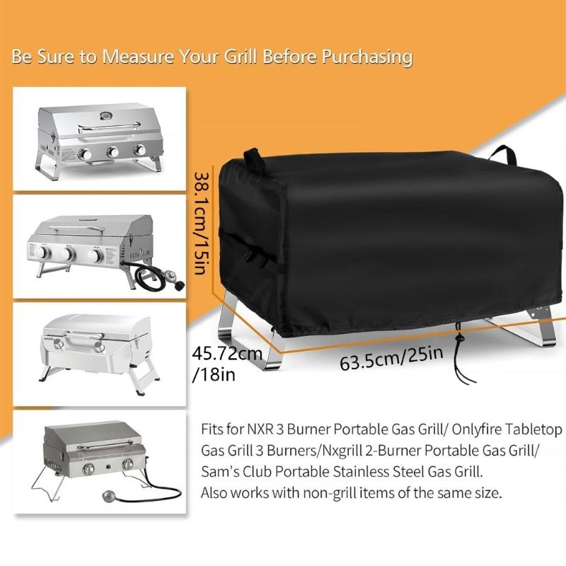 Portable Gas Cooker Cover, 600D PVC Dust Cover with 25 X 18 X 15 Size, Rectangular Storage Cover for Backyard Cart Use and Camp Carry