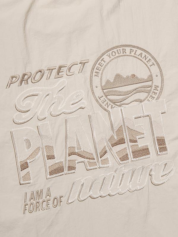 BBC EARTH W Kangaroo Pocket Woven Round T-Shirt_Cream