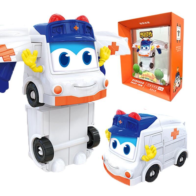 Mini GGBOND Gogo Bus Verwandlung Polizei/Feuerwehrmann Spielzeug Actionfiguren Verformung Krankenwagen Rutschspielzeug für Kinder Geschenk