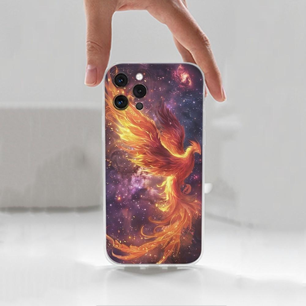 Cool Phoenix Phone Case For iPhone 16,15,14,13,12,11 Plus,Pro,Max,XR,XS,X,7,8 Plus,SE,Mini,Transparent,Silicone Case