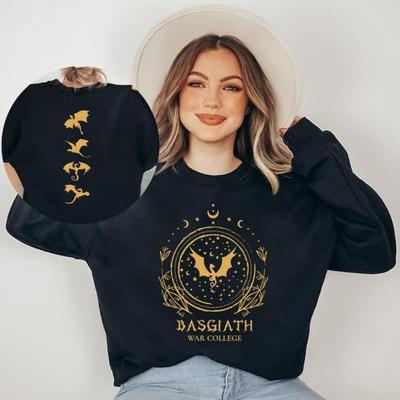 Vintage Bookish Hoodie Women Long Sleeve Crewneck Sweatshirt Basgiath War College Fourth Wing Pullover Sweatshirts
