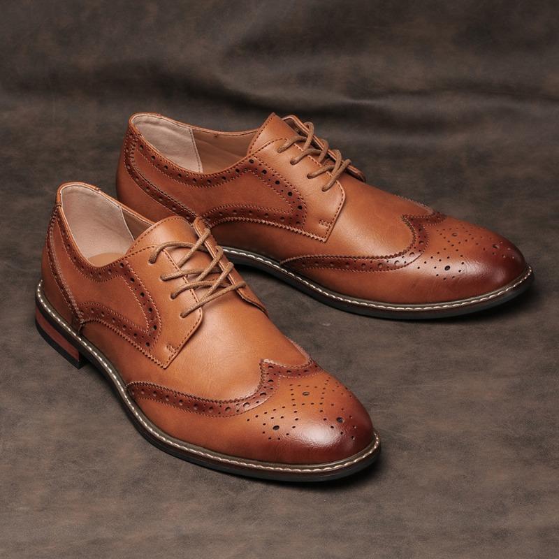 Fashion British Classic Men Brogue Shoes Business Men Handmade Dress Leather Shoes Oxford Shoes Luxury Social Man Shoe Plus Size 39-50