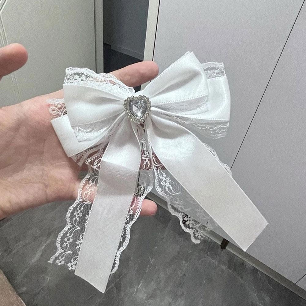 Double Layer Ribbon Lace Bow Clip For Ita Bag Sweet Ribbon Bowknot Heart Diamond Clip Girls Lolita Decoration Bags Accessories