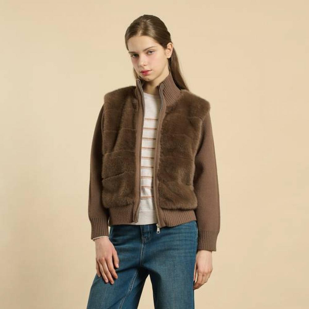 Bcbg Poufer Knit Zip Jumper B6s1g580 brown (74)/FREE
