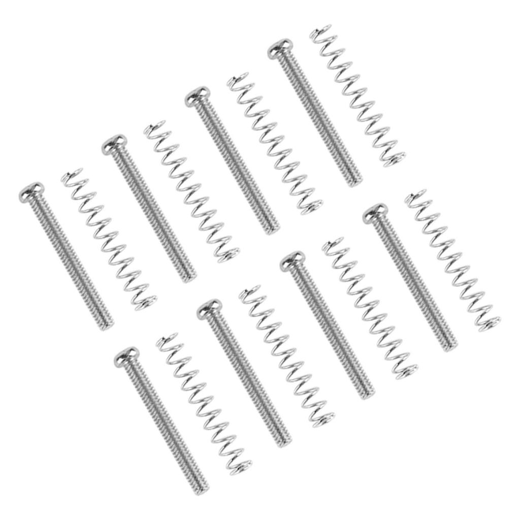 8 Set Guitar Pickup Screw Spring Iron Double Coil Pickup Frame Mounting Screws and Springs Silver