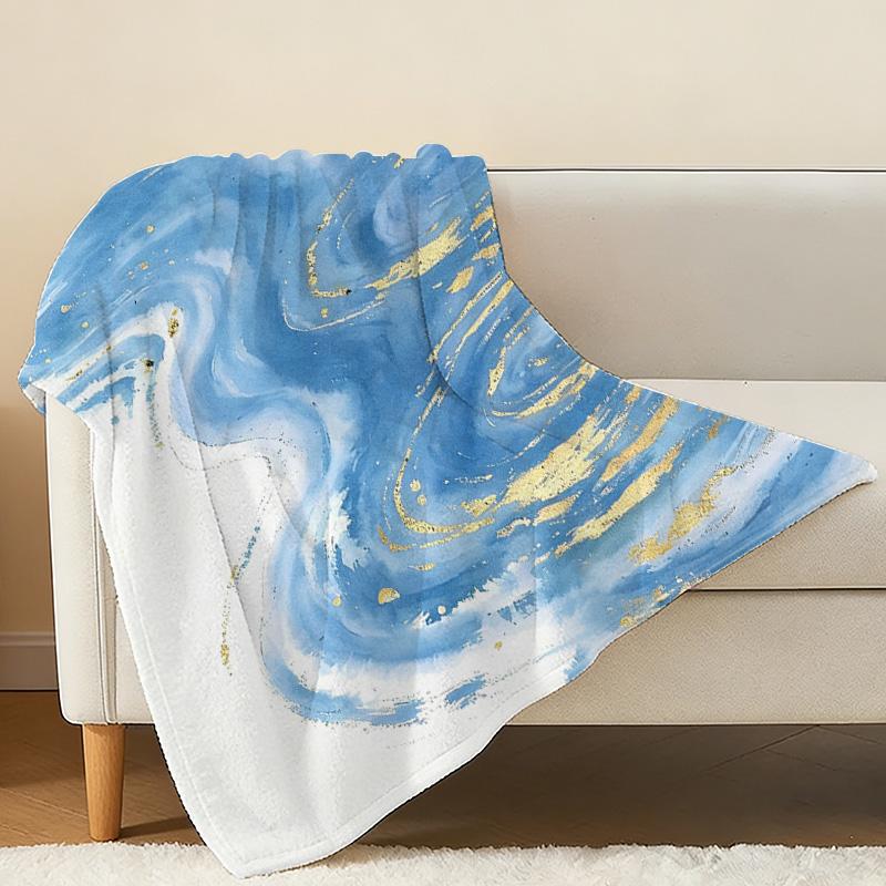 Flannel Fleece Throw Blanket, Abstract Art Pattern, Soft Warm & Machine Washable, Ideal for Home, Office Naps, Christmas & Halloween Use