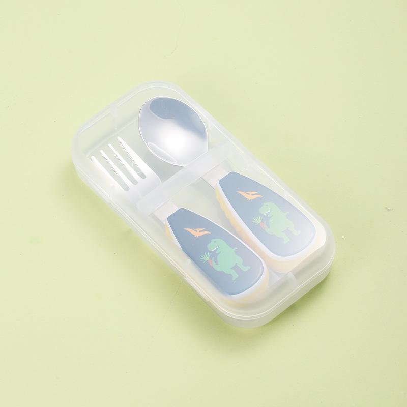 304 Stainless Steel Kids' Cartoon Cutlery Set - Short Handle Spoon & Fork for Baby Training