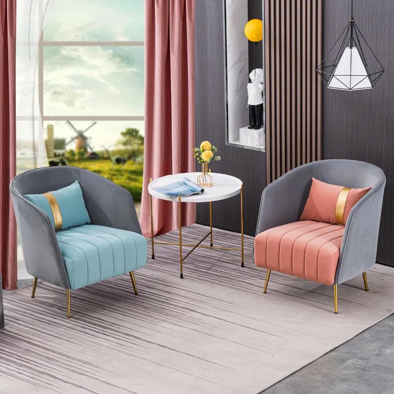 Luxury Single sofa Nordic Design living room furniture balcony velvet armchair beauty salon waiting chair lobby soft chairs