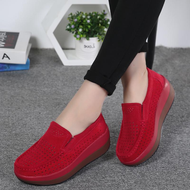 2024 Spring Platform Women Shoes Flats Sneakers Suede Leather Women Casual Shoes Slip On Flats Heels Creepers Moccasins