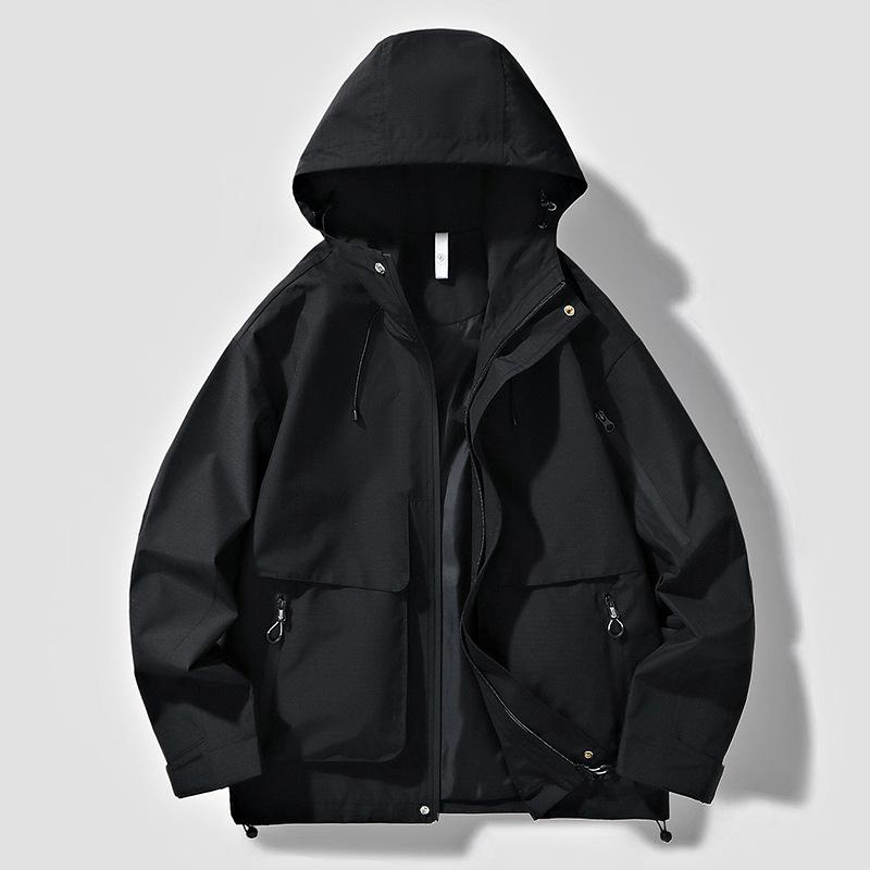 

Осенне-зимняя куртка с капюшоном Модная свободная куртка Контрастный топ с капюшоном Гонконгский стиль Бейсбольная форма Клип 4XL