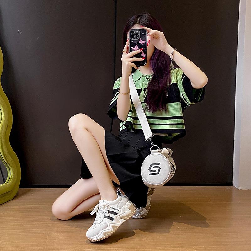 New Women's Chunky Casual Sneakers All-match Popular Women Breathable Platform Running Shoes Lace-up Round-toe Vulcanized Shoes