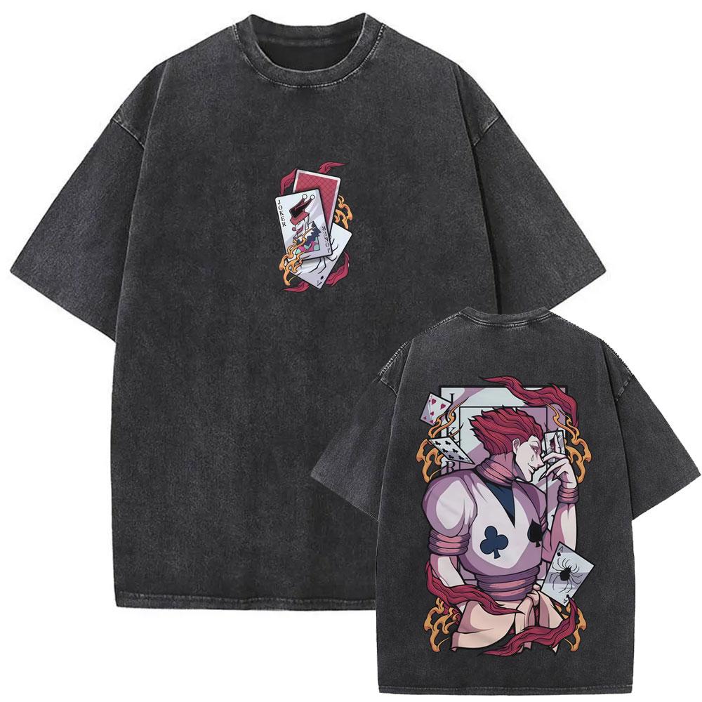 Killua Zoldyck Hunter X Hunter Graphic T-shirt Harajuku Washed T-shirts Men Women Cotton Casual Oversized Short Sleeve T Shirts